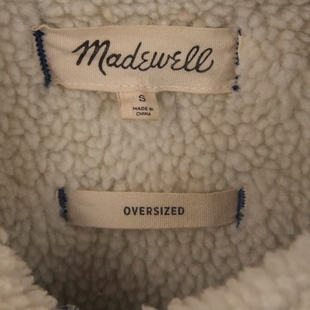 Madewell Western Women Sherpa Lined Denim Jacket Oversized Jean Trucker Coat S - Picture 8 of 11